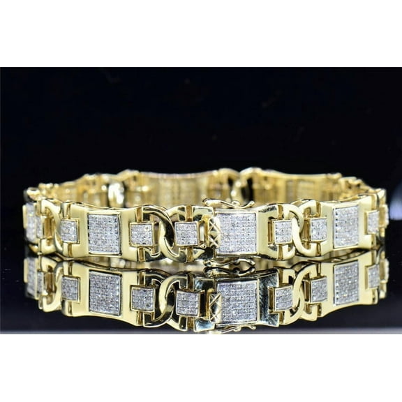 Bluebelljewels 8.5" Statement Link Bracelets 14K Yellow Gold Finish 2.50 Ctw Cubic Zirconia