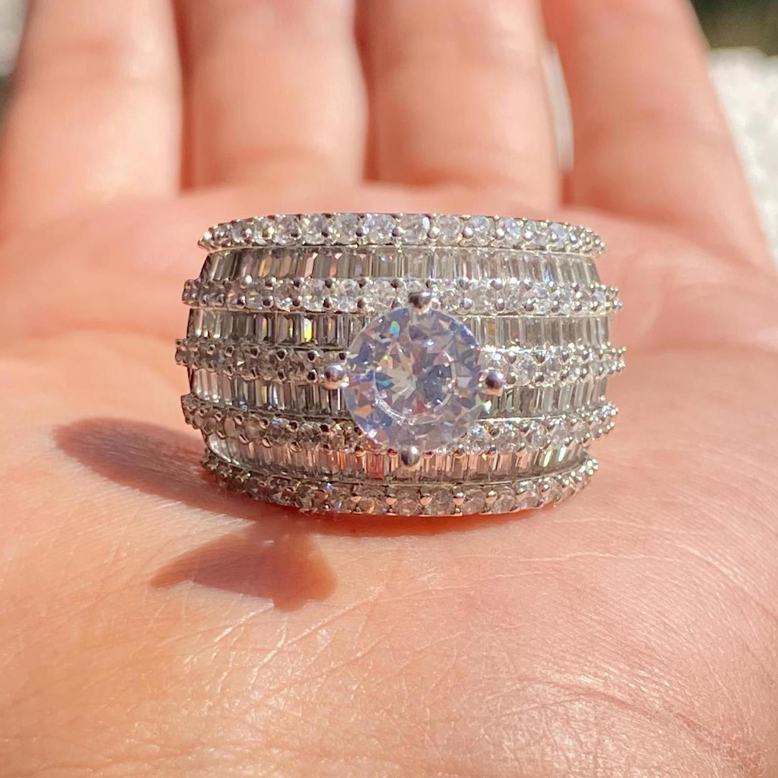 Bluebelljewels Baguett Cut Cubic Zirconia 14K White Gold Finish ...