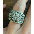 thumbnail image 1 of Bluebelljewels Big Cluster 4 TCW Cut White Diamond His & Women Wedding Bridal Gorgeous Trio Ring Set 14k White Gold Plated, 1 of 5