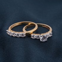 Bluebelljewels Bridal Set For Women's 14K Yellow Gold Finish Round Cut Cubic Zirconia Wedding Ring