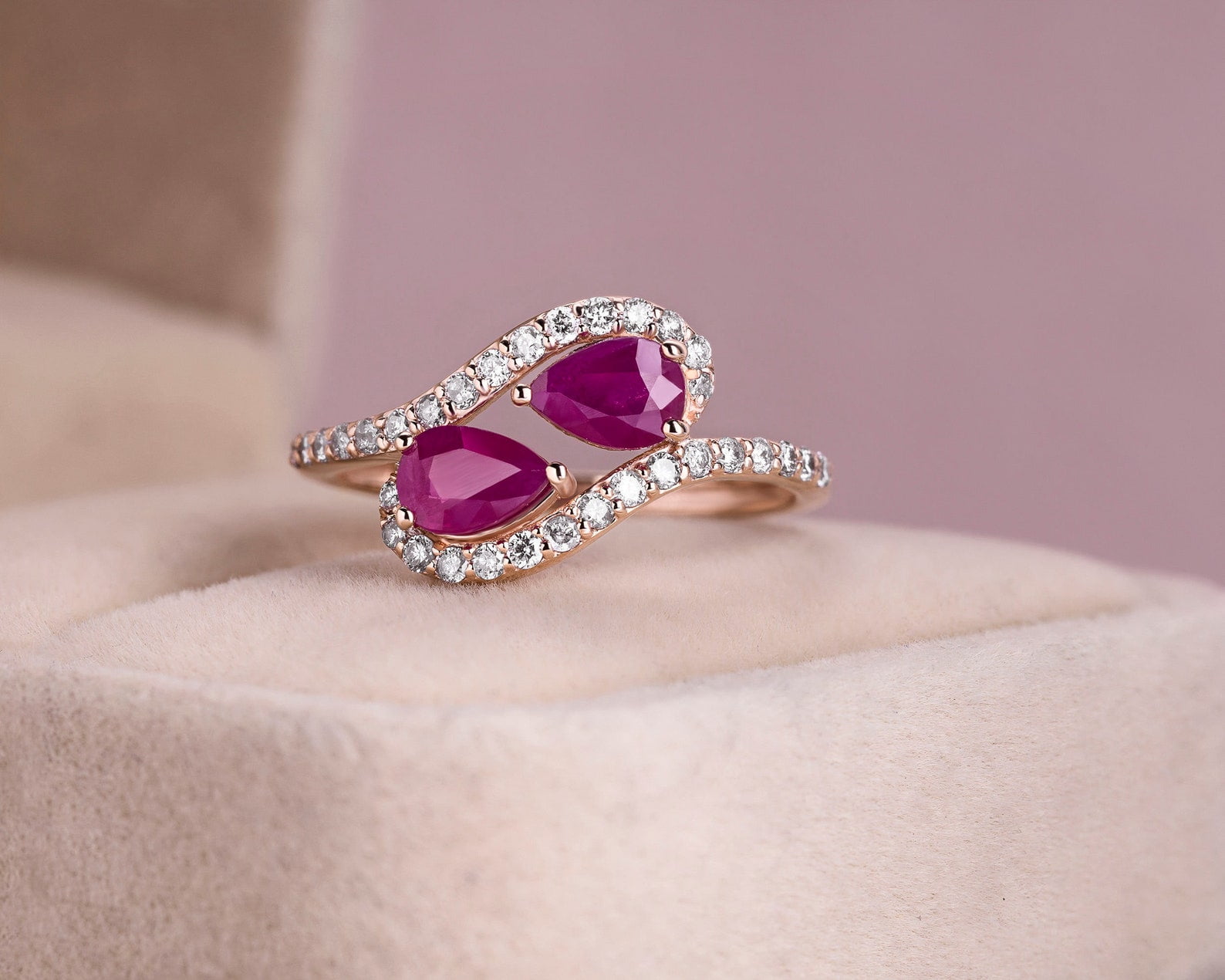 Bluebelljewels Brilliant 14K Rose Gold Finish Pear Cut Pink Cubic ...