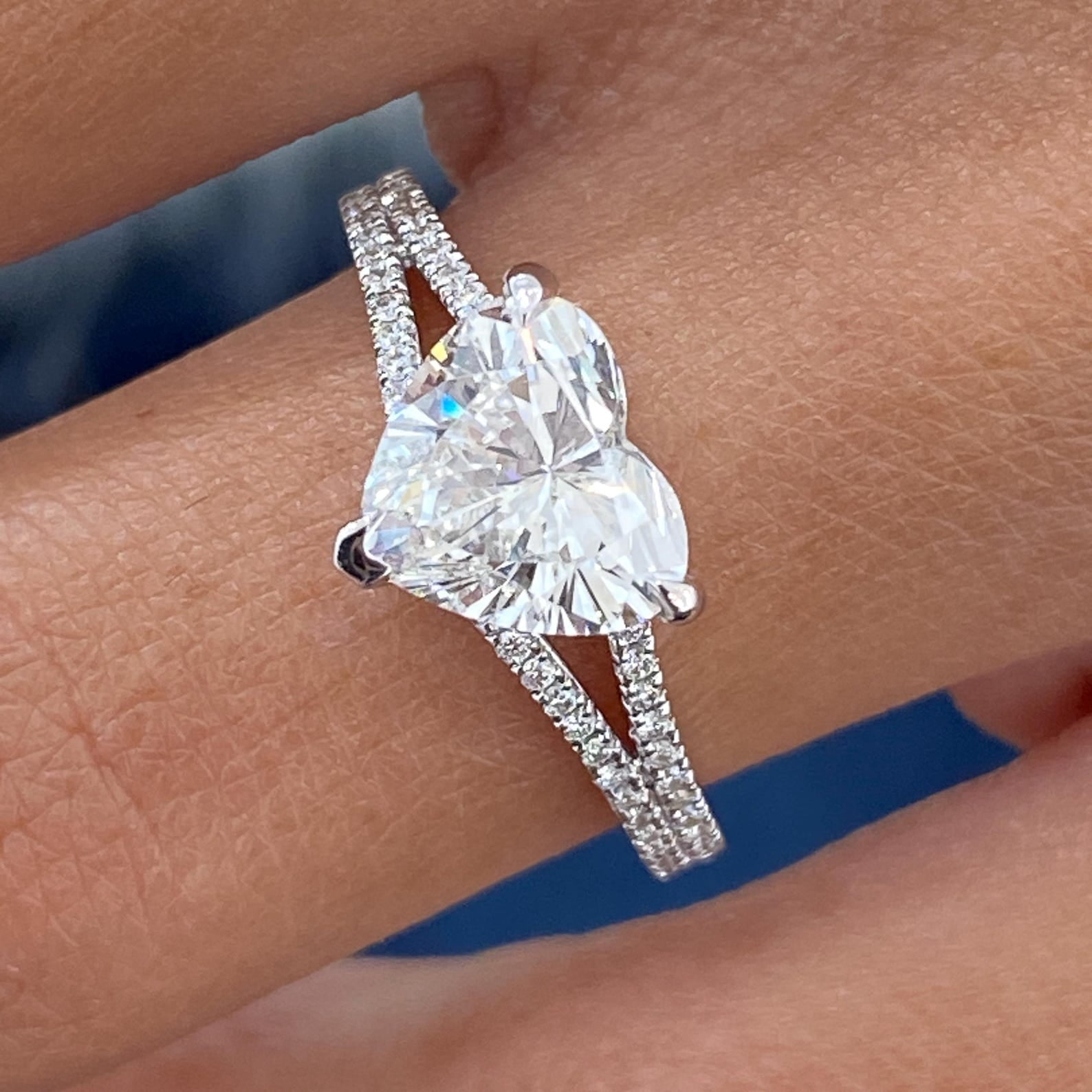 Bluebelljewels Heart Cut Cubic Zirconia 14K White Gold Finish ...