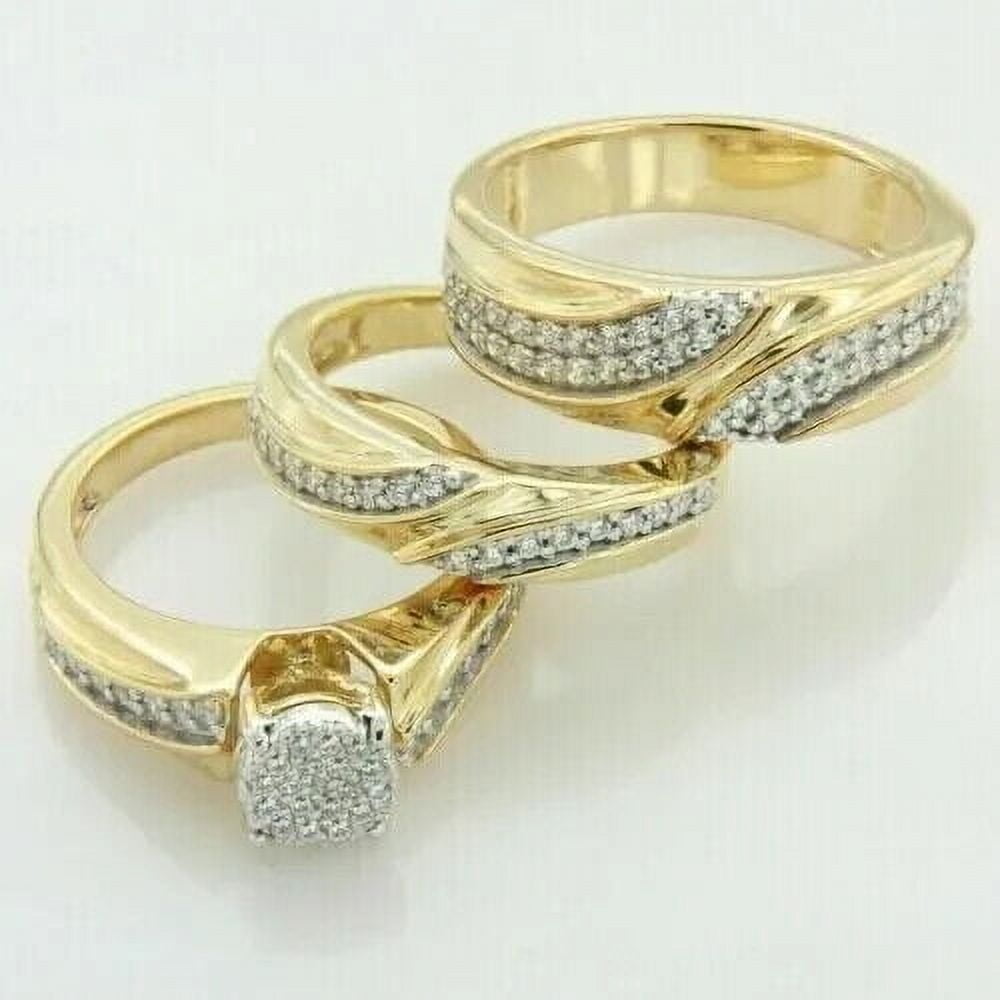 Bluebelljewels His & Her Trio Ring Set 3Ct Round Cut Cubic Zirconia 14k ...