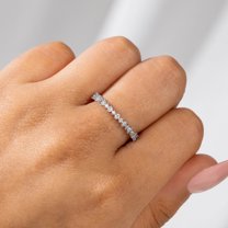 Bluebelljewels Cubic Zirconia Wedding Bands Women, 925 Sterling Silver Wedding Band, Elegant Promise Rings for Her, Half Eternity Bands Stackable