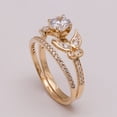 thumbnail image 1 of Bluebelljewels Round Cut Cubic Zirconia 14K Yellow Gold Finish Wedding Bridal Ring Set, 1 of 4