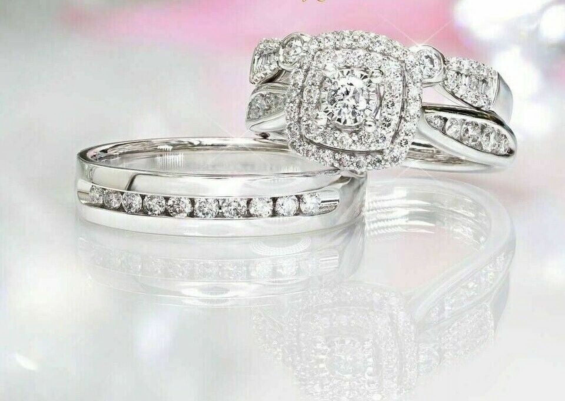 Bluebelljewels Round Cut Cubic Zirconia 14L White Gold Finish His Her ...
