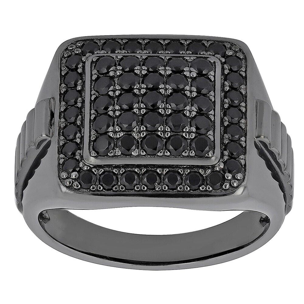 Bluebelljewels Round Cut Cubic Zirconia 14K Black Gold Finish Statement ...