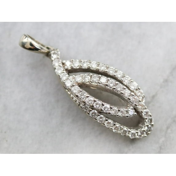 Bluebelljewels Round Cut Cubic Zirconia 14K White Gold Finish Stunning Pendant Necklace