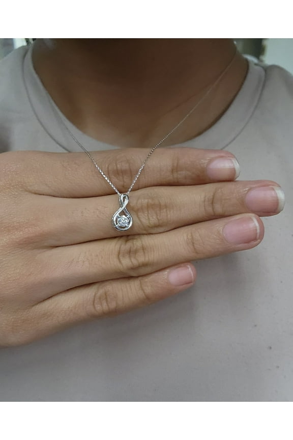 Bluebelljewels Stunning 14K White Gold Finish Round Cut CZ Infinity Loop Pendant Necklace