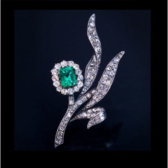 Bluebelljewels Wedding/Anniversary/Party Wear Brooch 14K White Gold Finish Silver Lab Created Emerald Brooch