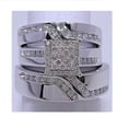 thumbnail image 1 of Bluebelljewels Wedding Trio Ring Set His & Her 14K White Gold Finish Round Cut Cubic Zirconia, 1 of 4