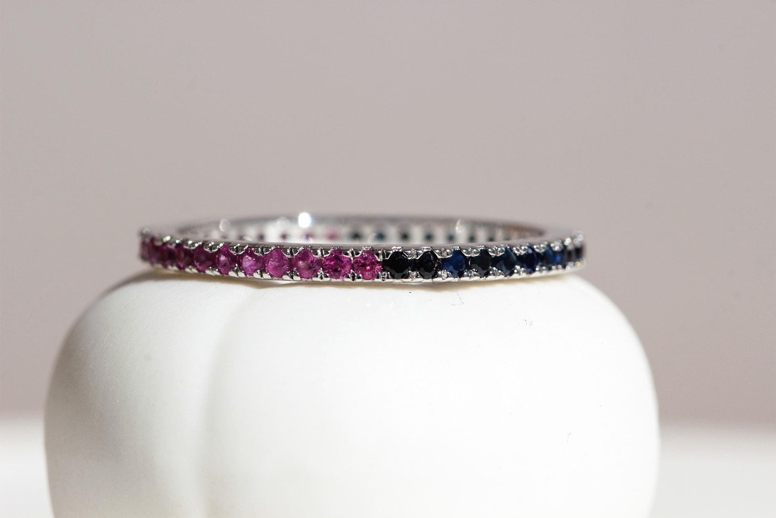 Bluebelljewels Women's 14K White Gold Finish Round Cut Blue Cubic ...