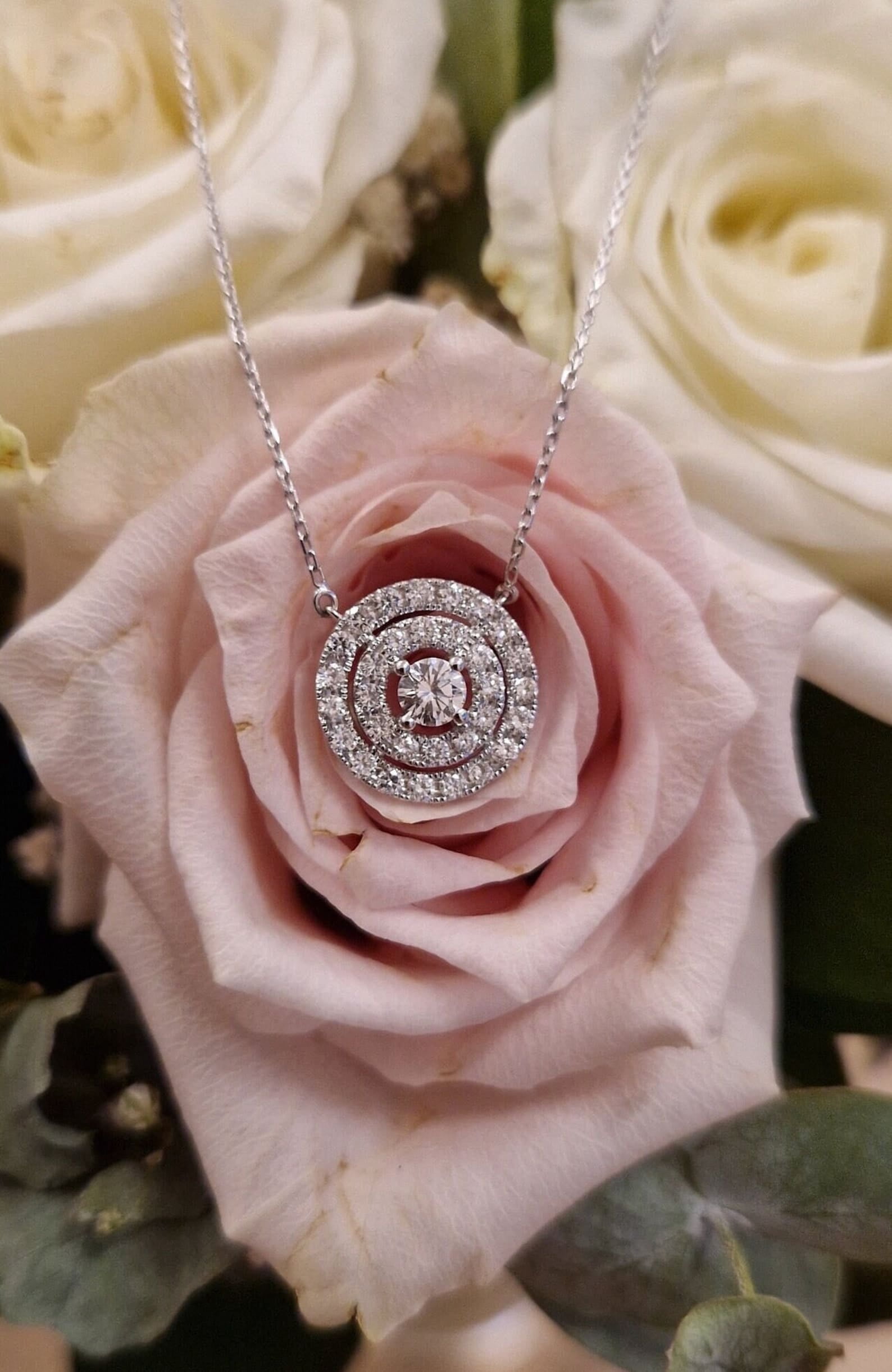 Bluebelljewels Women's 14K White Gold Finish Round Cut Cubic Zirconia ...
