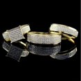 thumbnail image 1 of Bluebelljewels Women's & Men's 14K Yellow Gold Finish Round Cut Cubic Zirconia Trio Ring Set, 1 of 4