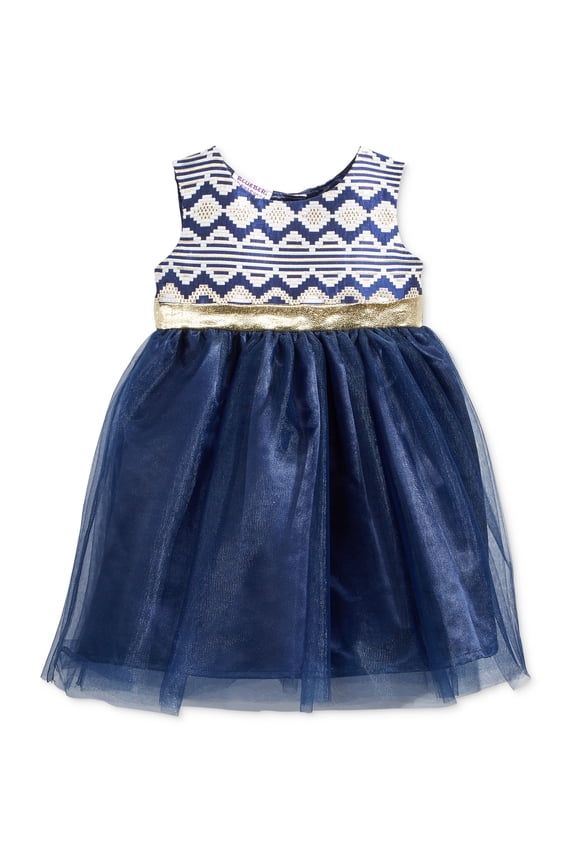 Brocade Tulle Dress Baby Girls 0 24 Months Navy 6-9 Months