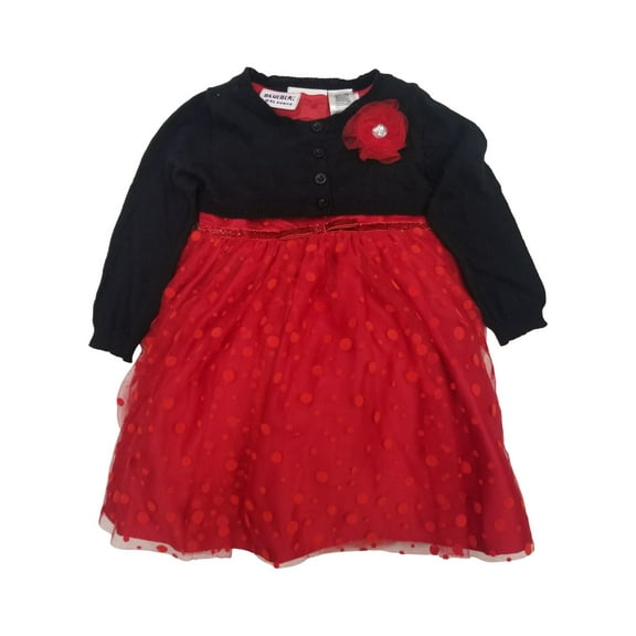 Blueberi Boulevard Infant Girls Sleeveless Red Dress w/ Black Cardigan 18m