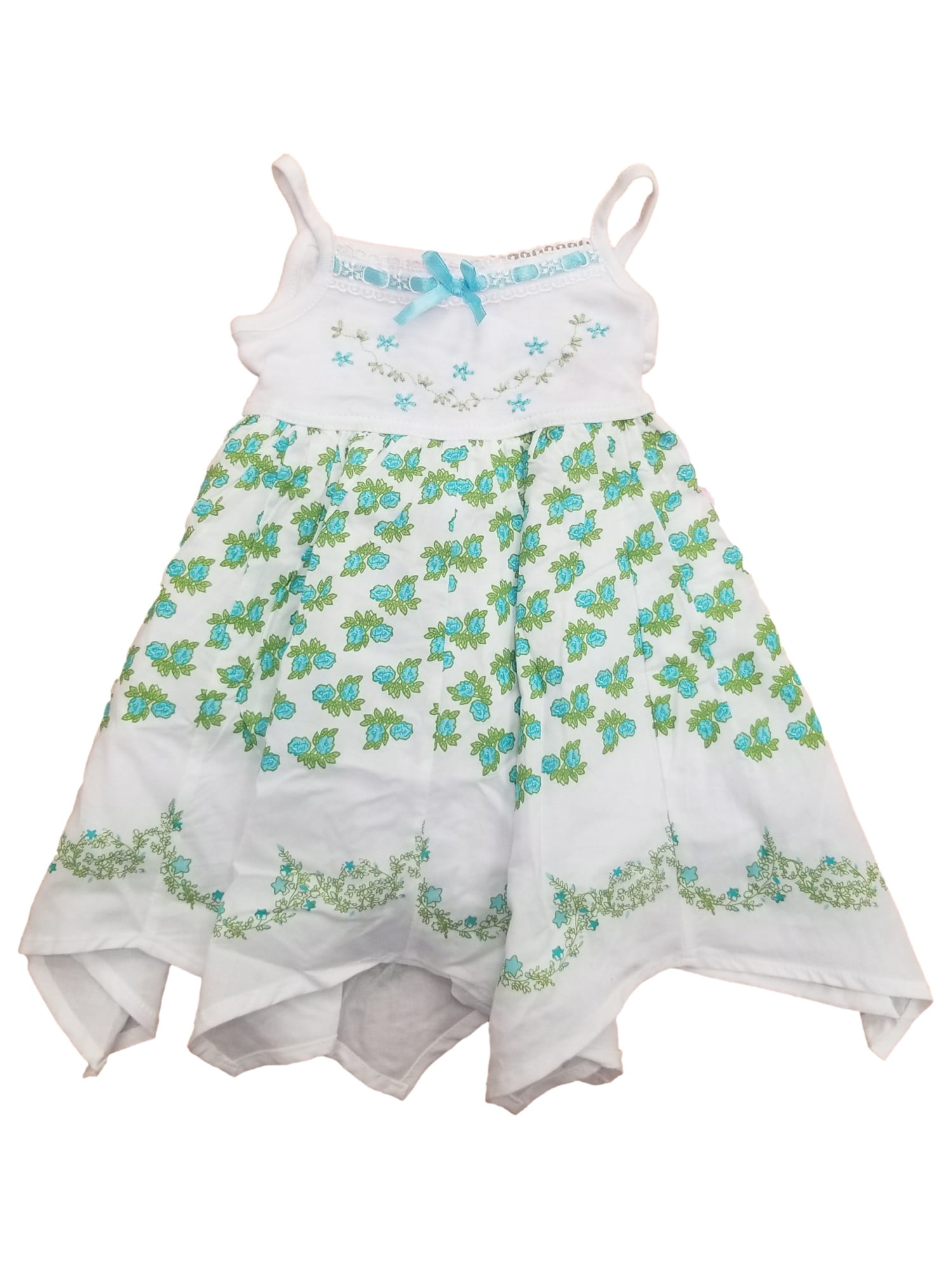 Blueberi Boulevard Infant Girls White Blue & Green Floral Tank Sun Dress  12m - Walmart.com