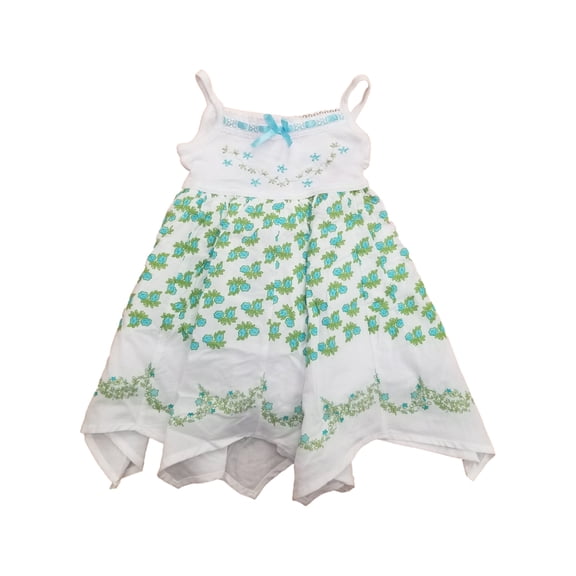 Blueberi Boulevard Infant Girls White Blue & Green Floral Tank Sun Dress 12m