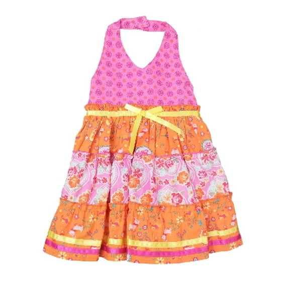 Blueberi Infant Baby Girls Pink Orange Flower Daisy Halter Sundress Dress 12M
