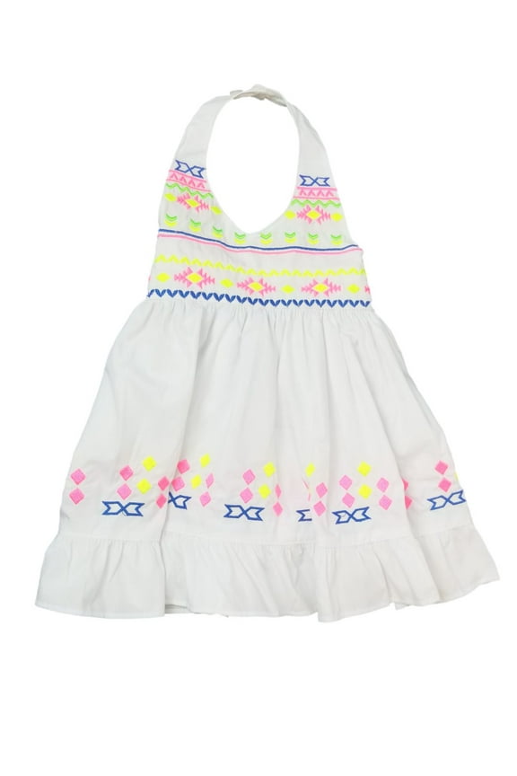 Blueberi Infant Baby Girls White Halter Neon Aztec Sundress Sun Dress 18M