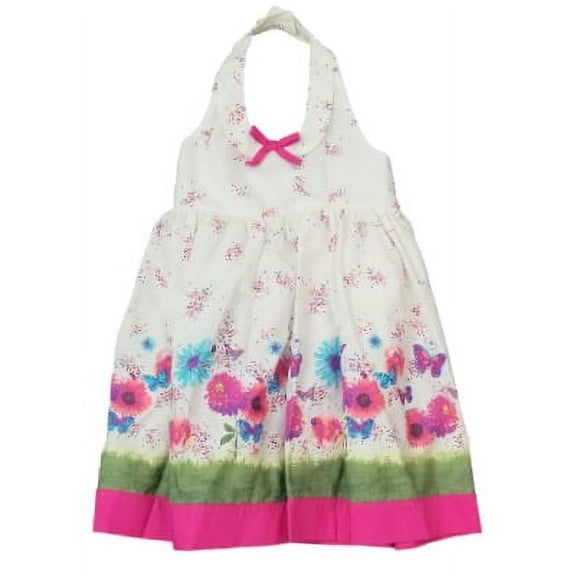 Blueberi Infant Baby Girls White Pink Butterfly Halter Sundress Sun Dress 3T