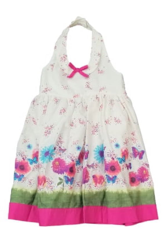Blueberi Infant Baby Girls White Pink Butterfly Halter Sundress Sun Dress 3T