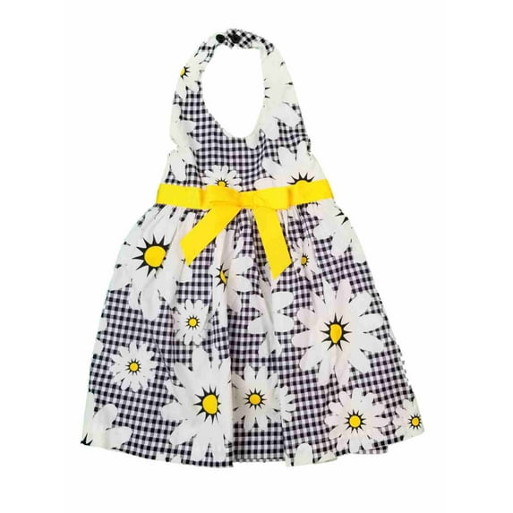 Blueberi Infant Girls Black White Daisy Checkered Halter Sundress Baby Dress 24M