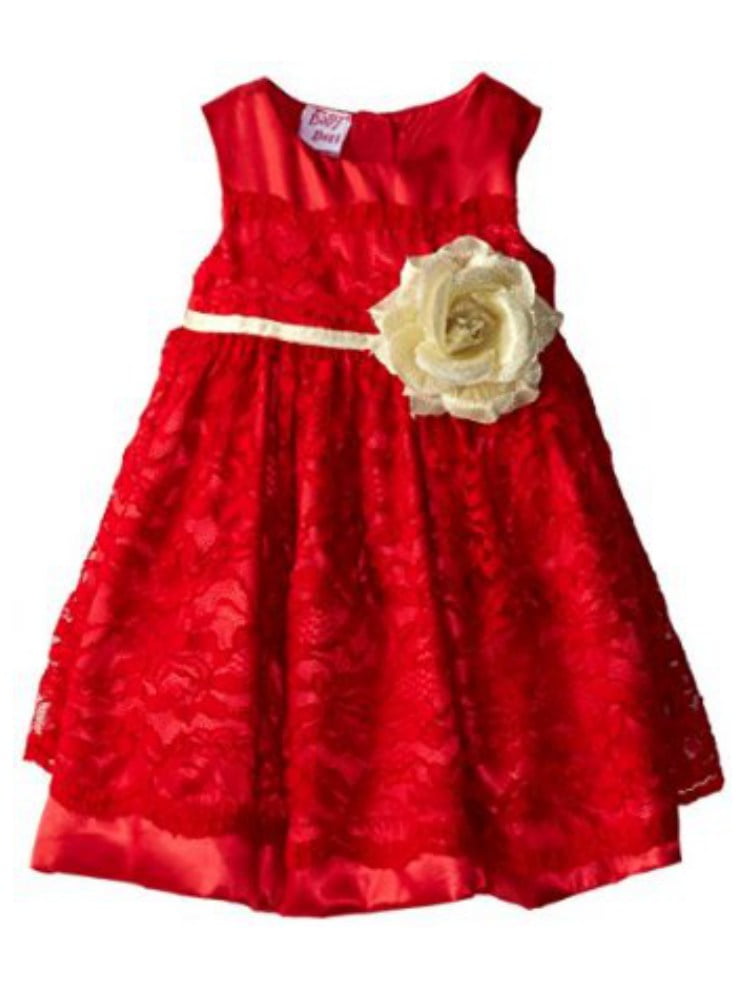 Blueberi Infant Girls Red Lace Party & Holiday Dress with Gold Rosette 12m  - Walmart.com