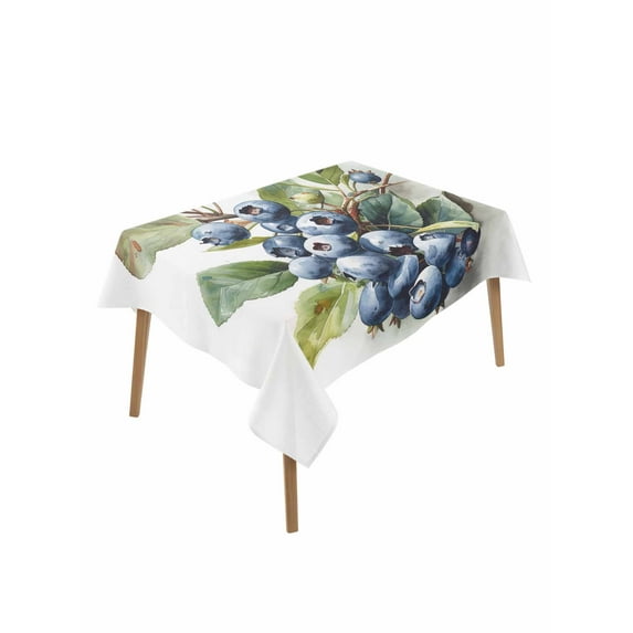 Blueberries Table Cloth, Farmhouse Blue Fruits Green Botanical Waterproof Tablecloth for Rectangle Tables, Reusable Washable Fabric Table Cover for Restaurant Kitchen Dining Tables 60"x84"