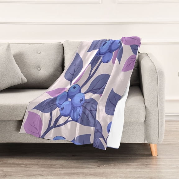 Blueberries and Branches Throw Blanket 60" x 90" Soft and Warm Blankets for Couch Sofa and Bed
