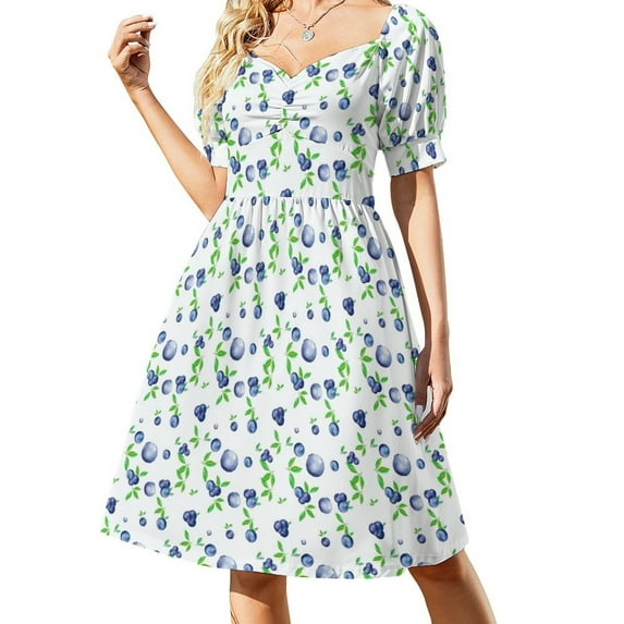 Blueberries blueberry fruits watercolour pattern Sleeveless Dress sexy short dresses daring elegant and pretty wom's dresses
