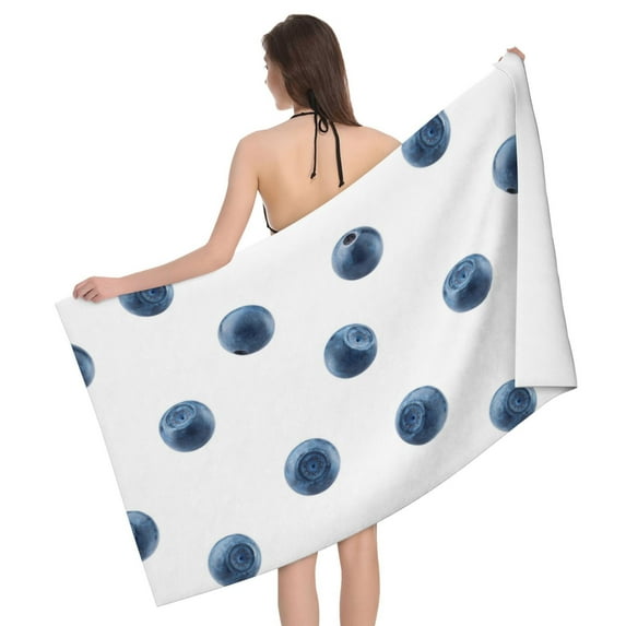 Blueberries cute Bath Towel, Highly Absorbent towels for bathroom Quick Drying Microfiber Bath Towels for Body, Soft Shower Towels for Sport, Yoga, SPA, Gym 27x55in