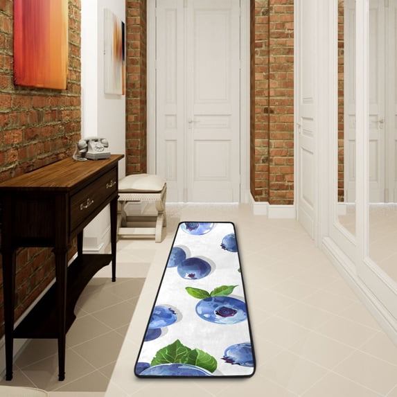 Blueberries in White Runner Rug Ares Rug Non-Slip Laundry Rug 72×24 inch Soft Washable for Bedroom Bathroom Kitchen Living Room