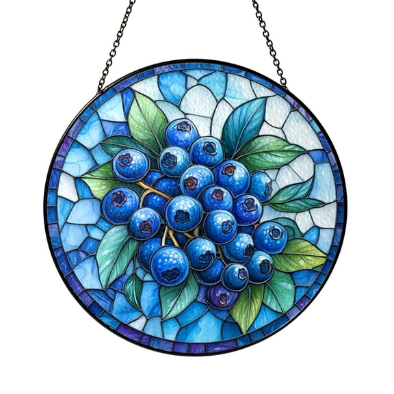 Blueberry Acrylic Faux Stained Glass Panel, Unique Window Art Gift
