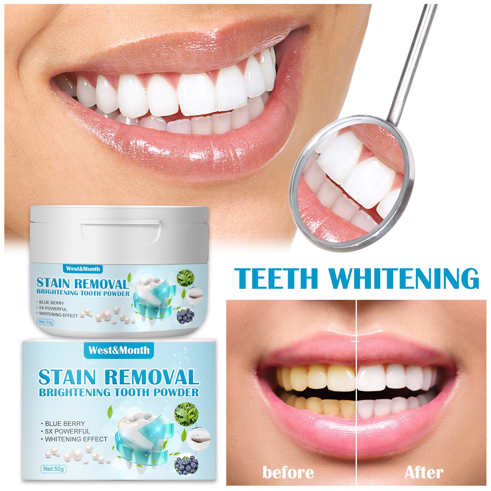 Blueberry Bicarbonate Of Bicarb Tooth Powder Pearl And Clear Fresh Breath Clean Tooth Stains