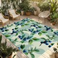 thumbnail image 1 of Blueberry Botanical Outdoor Rug for Patio/Deck/Porch, Non-Slip Large Area Rug 4 x 6 Ft, Green Spring Leaves Branches Indoor Outdoor Rugs Washable Area Rugs, Reversible Camping Rug Carpet Runner, 1 of 8