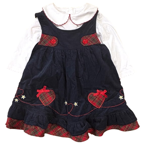 Blueberry Boulevard Infant & Toddler Girls 2 PC Navy Red Plaid Dress 4T