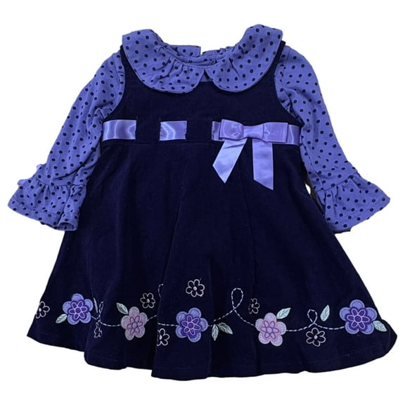 Blueberry Boulevard Infant & Toddler Girls 2 PC Purple Polka Dots Dress 2T