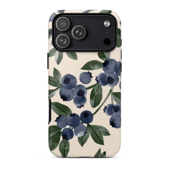 Blueberry Charm Botanical Case for iPhone 11 12 13 14 15 16 17 Pro Max Plus