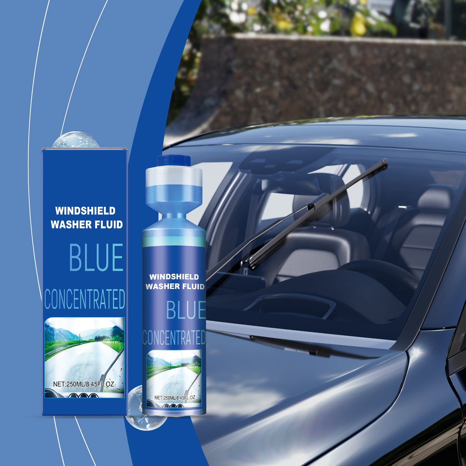 Blueberry Concentrated Windshield Washer Fluid 250ml Washer Fluid Car Windshield1 Bottle Makes 8 Gallons Long-Lasting Clear Vision, Usupdd Blueberry Concentrated Windshield Washer Fluid