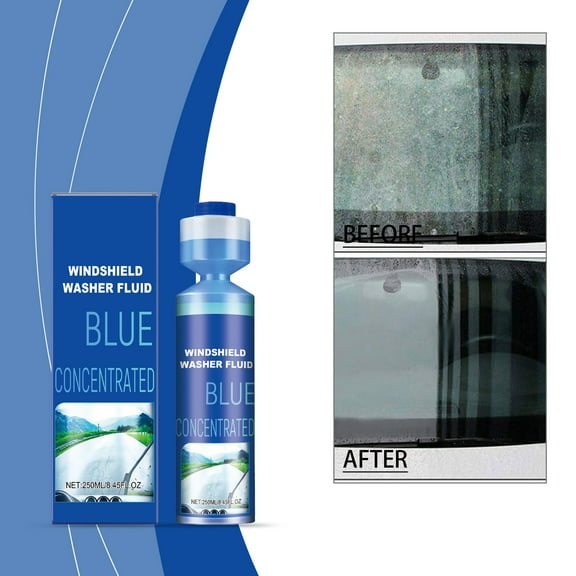 Blueberry Concentrated Windshield Washer Fluid for Car, 250ml Bottle Makes 8 Gallons, Long-Lasting, Clear Vision, Car Windshield Washer Fluid