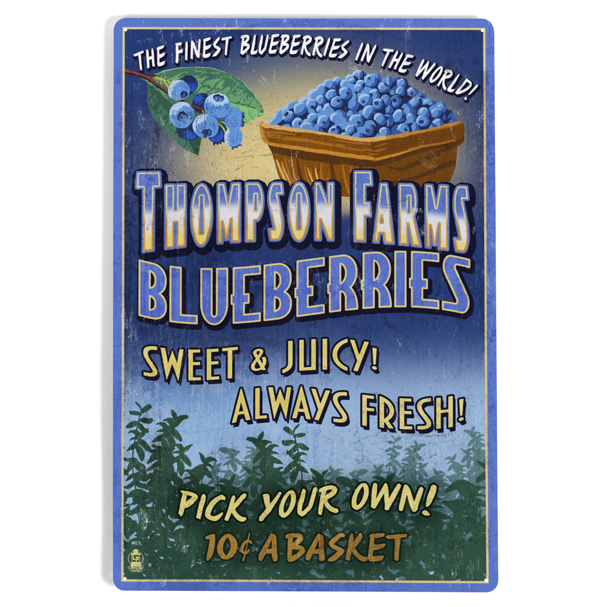 Rust Blueberry Sign Blueberry Farm, Vintage Sign (12x18 Aluminum Art, Indoor Outdoor Metal ...