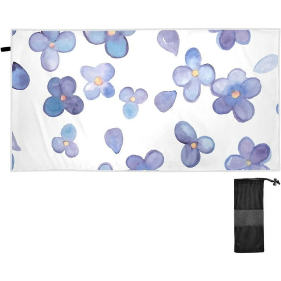 Blueberry Flower Beach Towel 30" x 60", Quick Dry Bath Towel Super Absorbent Lightweight Travel Towel for Beach Yoga Swim Sport Camping Holiday