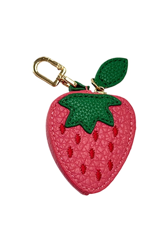 /Blueberry/ Fruit Pendant Cherry Orange Leather Wallet Cute Keychain Mini Zipper Keychain