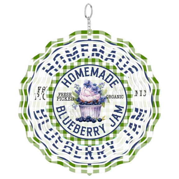 Blueberry Fruit Summer Wreath 3D Wind Spinner, Kitchen Garden Decor, Outdoor Sublimation Decor