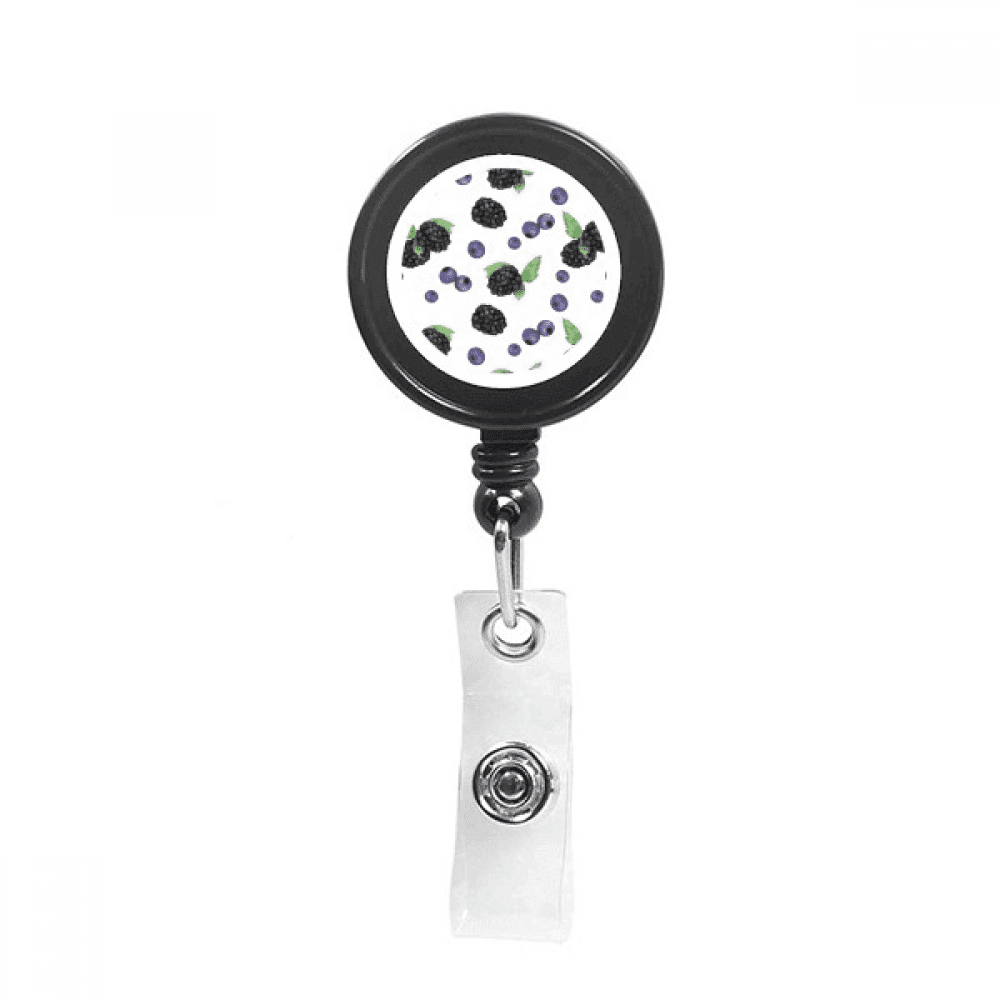 Blueberry Fruit Watercolor Illustration Pattern Retractable Keychain Badge Holder ID Badge