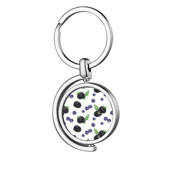 Blueberry Fruit Watercolor Illustration Pattern Rotating Keychain Metal Keyring Holder