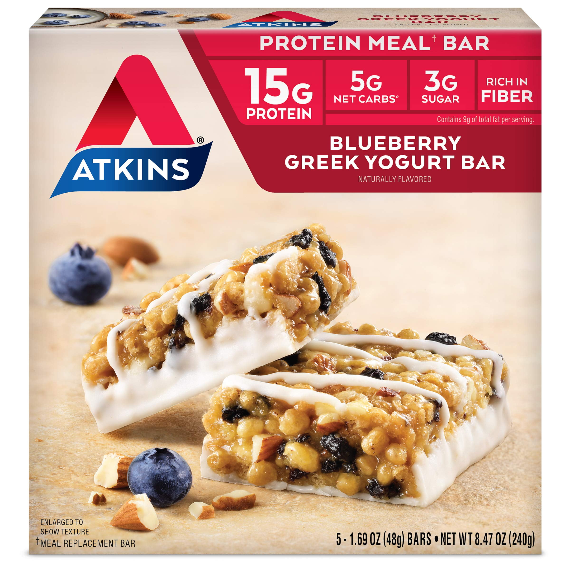 Blueberry Greek Yogurt Protein Meal bar, high fiber, 15g protein, 3g