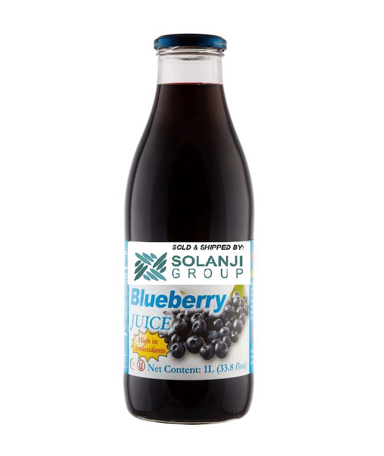 Blueberry Juice Net 33.8 fl.oz (1 Ltr.) - One (1) Glass Bottles - High in Antioxidants