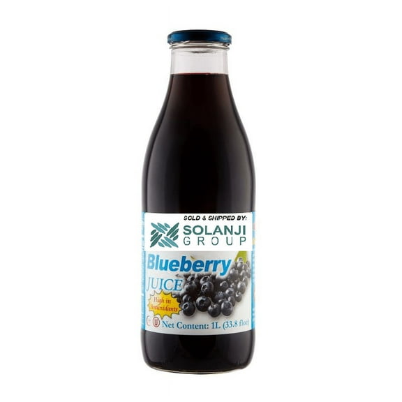 Blueberry Juice Net 33.8 fl.oz (1 Ltr.) - One (1) Glass Bottles - High in Antioxidants
